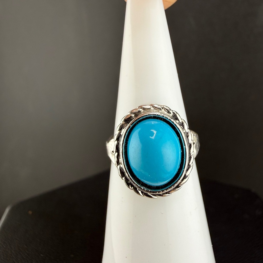 Vintage Ring Blue‎ Sterling Silver Southwestern Size 3.5 Pinky